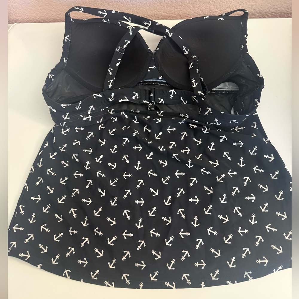 Torrid Black Anchor Print Tankini Top - Picture 2 of 2